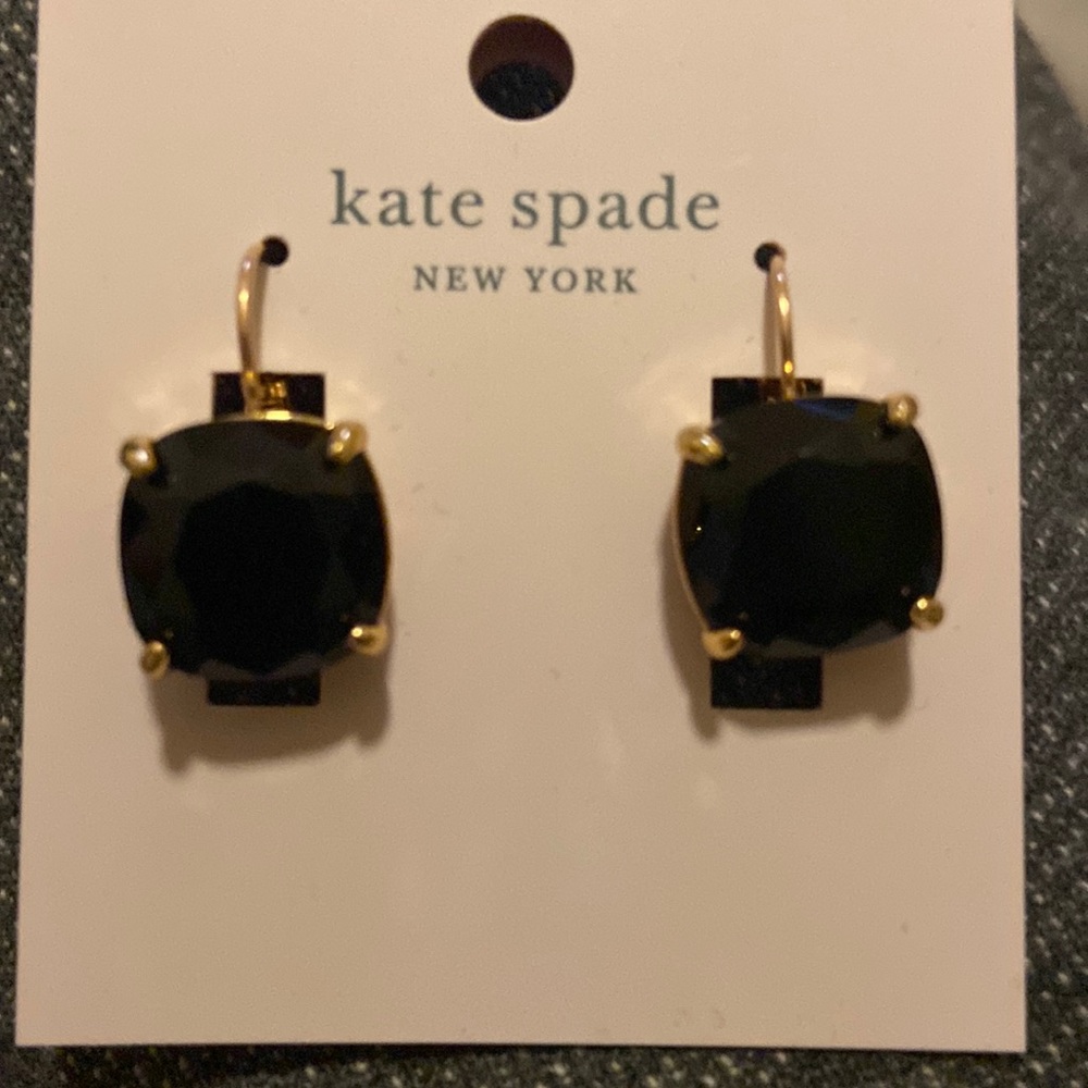 Kate Spade Cushion Cut Black CZ Drop Earrings NWT